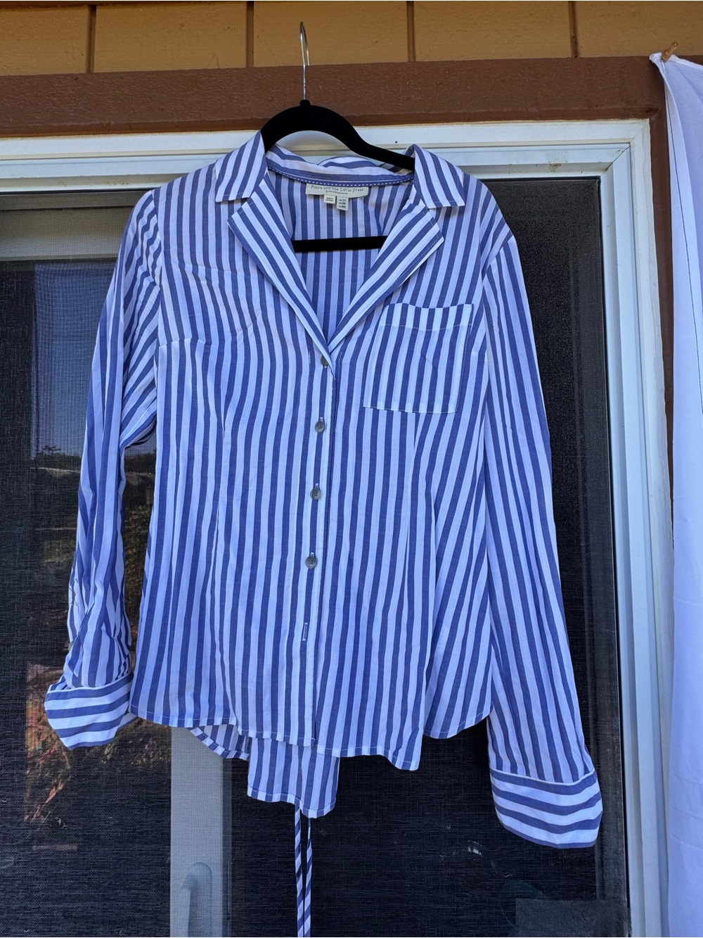 Anthropologie Pilcro Blue and White Striped Button-Down Shirt